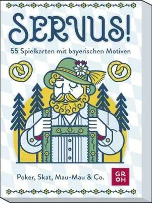 Obrázek produktu pro Servus! 55 hracích karet s bavorskými motivy: Poker, Skat, Mau-Mau & Co. | ilustrovaná sada karet, 55 karet včetně 3 žolíků