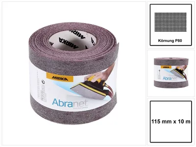 Produktbild von Mirka ABRANET Schleifpapier Rolle 115mm x 10m P80 Schleifrolle Klett ( 545BY001803R )
