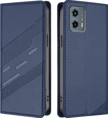 Produktbild von Hülle für Motorola Moto G 5G 2023, Kunstleder Brieftaschen Handyhülle mit Kartenfach und Standfunktion Blau