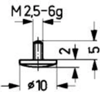 Productafbeelding van Käfer meetinzetstuk D.10mm, gebogen, radius 15, staal, voor meetklokken