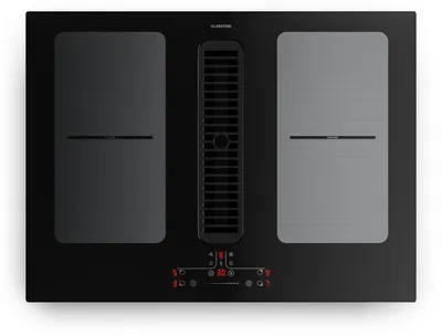 Produktbild von Klarstein Full House Induktionskochfeld mit Dunstabzug - 70cm, 4 Zonen, Flexzonen, 7335W Boost, Touch, Timer, Kindersicherung, Restwärmeanzeige, integrierter Abzug, Glaskeramik, Schwarz, Black