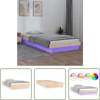 Produktbild von The Living Store Massivholzbett mit LED 90x200 cm