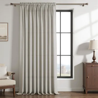 Obrázek produktu pro Omgoods – Přírodní lněné závěsy – Poloprůhledné, rozměry 300 x 240 cm