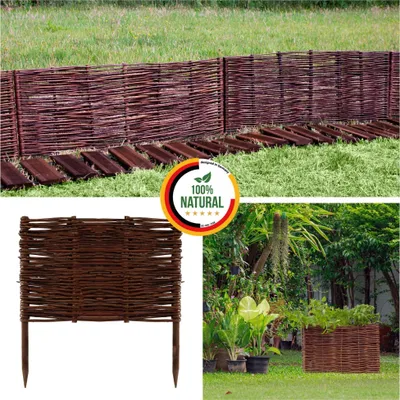 Produktbild von Floranica 1 Stück Beeteinfassung Weide 40 cm x 40 cm Handgemachte Rasenkante  Beetbegrenzung - Beetzaun