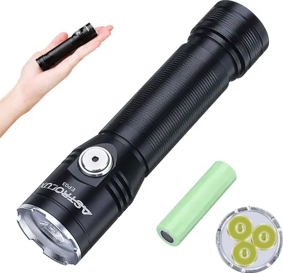 Produktbild von 2050LM LED Taschenlampe, superhell Typ C wiederaufladbar, mit 18650-Akku, IP67, wasserdicht