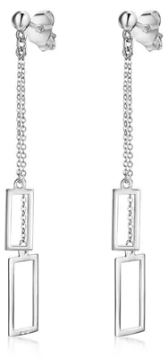 Produktbild von MATERIA Damen Ohrhänger lang hängend Silber 925 Ohrstecker geometrisch rhodiniert 10x69mm #SO-292