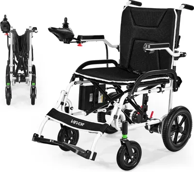 Immagine prodotto di VEVOR Carrozzina elettrica pieghevole, autonomia 19 km, scooter medicale fino a 100 kg di portata, carrozzina elettrica con pneumatici da 30,5 cm, per anziani e disabili, facile da trasportare
