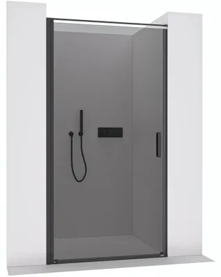 Produktbild von Drehtür für Dusche, links/rechts - 8 mm - matt schwarz, getöntes Glas - 90x195 cm