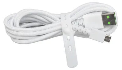 Obrázek produktu pro Nabíjecí kabel pro myš Naga Pro, Micro USB, délka 1,8 m, odolný nylonový kabel s kovovým konektorem, náhradní, bílý