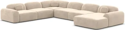 Produktbild von Samtstoff U-Form XXL Wohnlandschaft Nuvia Creme Rechts