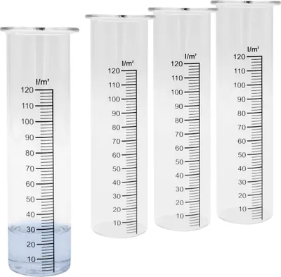 Produktbild von Regenmesser Ersatzglas mit Skala - 4er Set - Niederschlagsmesser für Wetterstationen - Wassermengenmesser Zylinder Messglas Ersatz Glaszylinder Wetterstationzubehör