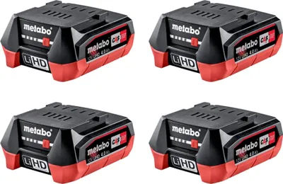 Zdjęcie produktu dla Zestaw akumulatorów Metabo 4x akumulator LiHD 12 V 4,0 Ah / 4000 mAh Li-Ion ze wskaźnikiem poziomu naładowania ( 4x 625349000 )