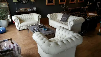 Produktbild von Chesterfield Sofagarnitur 3+2+1 Echtes Italienisches Rindsleder Sofa Couch Neu