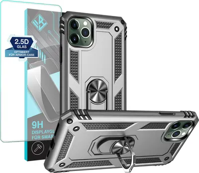 Produktbild von Armor Outdoor Handyhülle für Apple iPhone 11 Pro Handy Panzer Case Schutzhülle mit 9H Displayglas Displayschutz Farbe: Silber