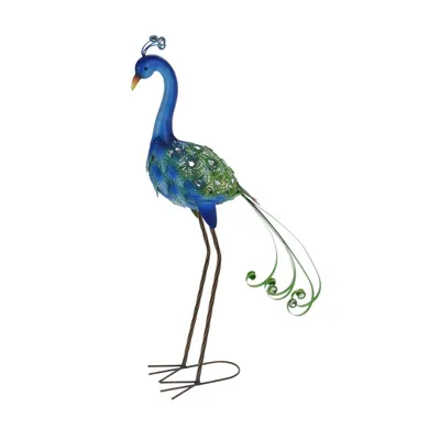 Produktbild von ProGarden Gartenfigur Metall Pfau blau 80 cm Gartenpfau
