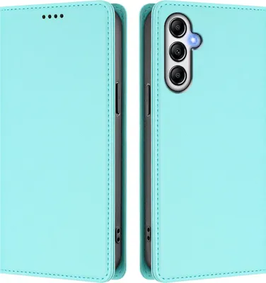 Produktbild von Handyhülle für Samsung Galaxy M14 5G, Kunstleder Klapphülle Stoßfeste Magnetische Hülle mit Ständer Türkis