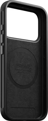 Produktbild von Nomad Horween Modern Leder Hülle iPhone 17 Pro – Integrierter Saphirkristallknopf für Kamerasteuerung – Recycelte Aluminiumknöpfe für nachhaltige Optik – Handgefertigtes Horween-Leder für höchste Qualität und Authentizität