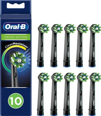 Produktbild von Oral-B CrossAction CleanMaximiser Black Edition - Austausch-Bürstenkopf - für Zahnbürste - Schwarz (Packung mit 10) - für Pro 1000, 1700, 2000, 2500, 2700, 3000, 4500, 5000, 5800, 650, 670, 700, 7000, 780, 790