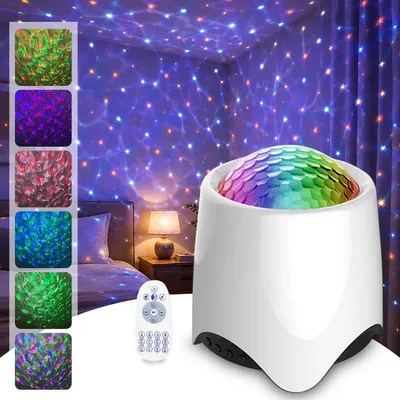 Productafbeelding van LED-sterrenhemelprojector met 56 lichteffecten, Bluetooth-luidspreker, sterrenprojector met muziek synchronisatie, nachtlamp met afstandsbediening en timer