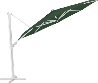 Produktbild von Kettler Easy Swing Ampelschirm 350 cm, UPF 50+, inkl. Abdeckhaube+ Schirmständer, silber/grün, Aluminium/Polyester mit Polyurethan-Beschichtung