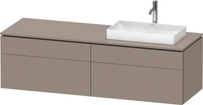 Image de Duravit L-Cube Meuble sous-lavabo en console suspendu, avec plan de toilette en console, 4 tiroirs, vasque à droite, 1620x482x550mm, LC4871R43430000