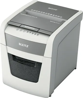 A Leitz paper shredder is shown from a three-quarter angle against a white background.