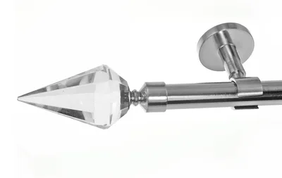 Produktbild von Edelstahl Look Gardinenstange 20mm Deckenträger 1-läufig Kristall Spitze, Länge wählbar D31 E37 R