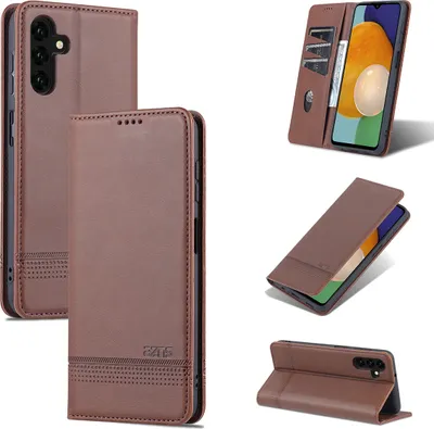 Image de Galaxy A13 5G Case, portefeuille avec fermeture magnétique et support, étui en cuir pour Samsung Galaxy A13 5G Café