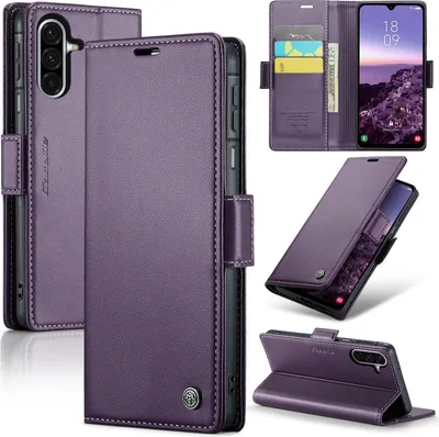 Image de Etui pour Samsung Galaxy A26, carte de blocage RFID, étui en cuir avec fonction Stand Violet