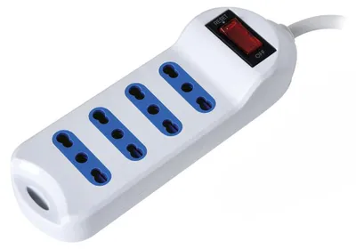 Produktbild von Alcapower Steckdosenleiste, 4-fach, 10/16A, beleuchteter Schalter, 1,5m Kabel, 10A Winkelstecker (90°), Weiß, 2500W.