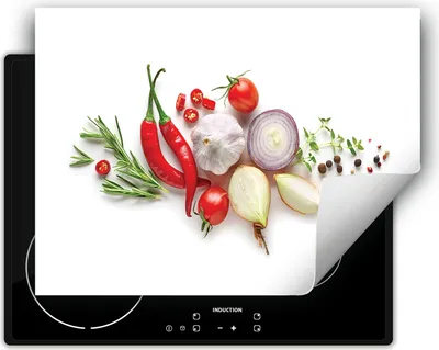 Produktbild von DarHaus Herdabdeckplatte 70x52 cm Anti Rutsch Matte Aufrollbar, weiß - Chilli
