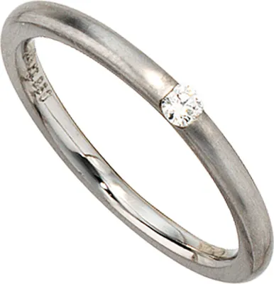 Produktbild von JOBO Damen Ring 950 Platin mattiert 1 Diamant Brillant 0,06ct. Größe 52
