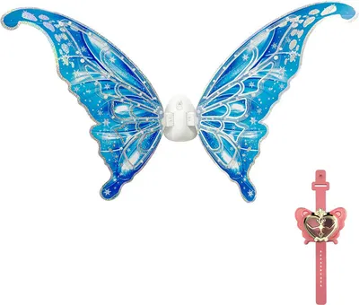 Produktbild von Elektrische Feenfluegel fuer Maedchen, leuchtende Schmetterlingsfluegel mit LED-Lichtern und Musik, Prinzessinnen-Cosplay-Verkleidung mit 2,4-G-Uhr, Geschenk fuer Halloween, Valentinstag, Geburtstag, Weihnachtsfeier, Kostuem, Blau