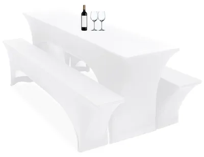 Productafbeelding van Set van 3 biertafelhoezen, 220 x 50 x 70 cm, stretch hoezen voor biertafel- en banksets (wit)