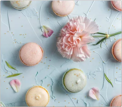 Produktbild von Spritzschutz Herdabdeckplatte Schneidebrett aus Glas Französische Macarons 1-Teilig (60x52cm)