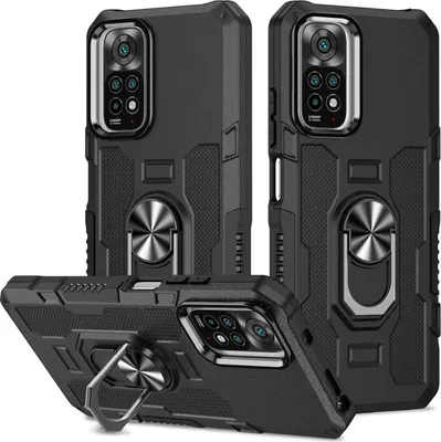 Obrázek produktu pro Redmi Note 11 Pro Case, Dual Layer Rugged Armour Ring Holder Stand Ochranné pouzdro pro Xiaomi Redmi Note 11 Pro 5G / 4G Black