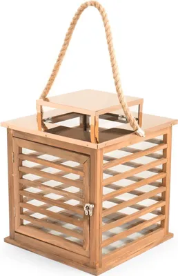Produktbild von H&h Holzlaterne, Seilgriff 30x30xh35cm