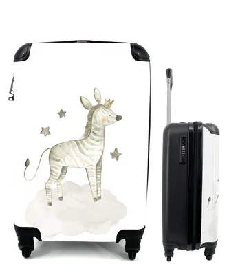 Produktbild von MuchoWow® Koffer Handgepäck Trolley Rollkoffer Kleine Reisekoffer mit 4 Rollen - Tiere - Zebra - Kinder - Cabin Size < 55x40x23 cm & 55x40x20 cm - Kinderkoffer - Kabinenkoffer - Boardgepäck - Reise-Box - Reisekoffer - Reisegepäck - Koffer mit Bild - Trolley für Kinder