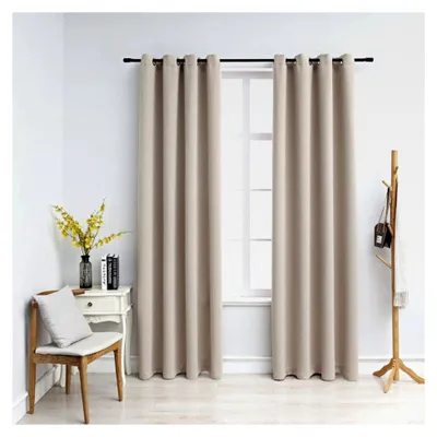 Produktbild von Verdunkelungsvorhänge mit Metallringen, 2 Stück, Beige, 140 x 225 cm