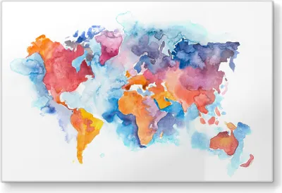 Produktbild von DEQORI Schneidebrett Glas 30x20 cm 'Welt in Aquarell' Schneideplatte Servierplatte groß