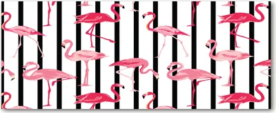 Produktbild von Tulup® Glas-Bild Wandbild aus Glas - 125x50 - Wandkunst - Wandbild hinter gehärtetem Sicherheitsglas - Dekorative Wand für Küche & Wohnzimmer  - Tiere - Flamingos Streifen - Rosa