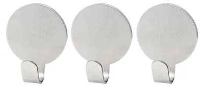Klebehaken rund 3,7 x 3 cm, 3 Stück, Edelstahl, silber