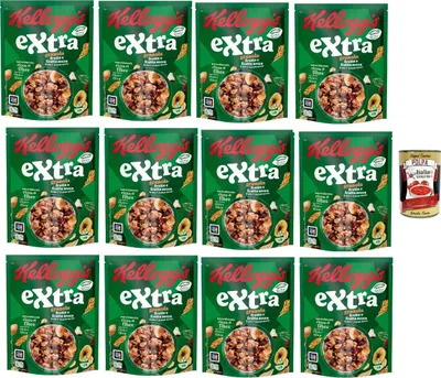 Produktbild von Cereali Extra "Frutti Secca" | Probieren Sie Getrocknete Früchte| breakfast Cereals, Müsli mit knusprigem Hafer | 12x 375g + Italian Gourmet polpa 400g