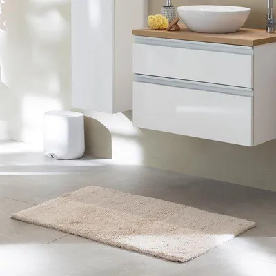 Produktbild von Beige Klett-Badmat 40 x 60 cm - 100% Baumwolle - Waschbar - Antislip - für Duschkabine