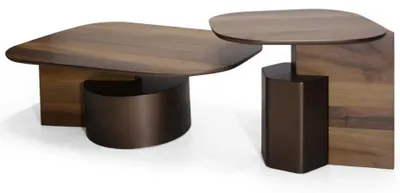 Produktbild von Modernes Couchtisch-Set Wohnzimmer Luxus Möbel 2x Holz Beistelltische