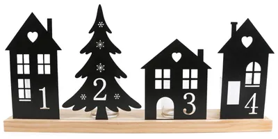 Produktbild von Adventskranz Kerzenhalter aus Holz & Metall schwarz 40,5 x 19 cm