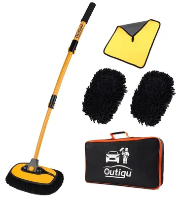 Obrázok produktu pre Kefa na umývanie áut s teleskopickou tyčou, 3 v 1, s mikrovláknom, výška až 110 cm, otočná o 90°