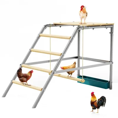 Produktbild von Hühnerleiter Sitzstange, 4 Stufe Leiter Hühnerschaukel Kletterturm für Hühner