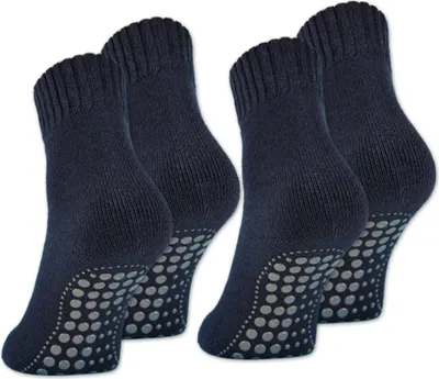 Produktbild von 2 I 4 I 6 Paar ABS Socken Herren Damen Anti Rutsch Socken mit Wolle 21463 - 4 Paar Navy 43-46