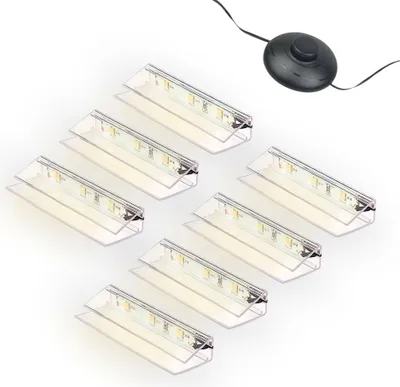 Produktbild von kalb | LED Glaskantenbeleuchtung Clip Set 3000K/5000K Transparent Plug & Play 7er Set warmweiß